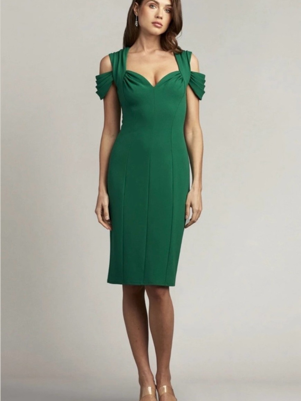 Tadashi Shoji Emary Green Cold-Shoulder Sheath Dress Size XXXL